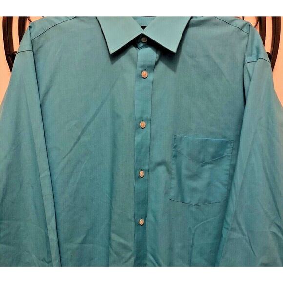 16 1/2 34-35 Stafford Blue Cotton Blend Broadcloth Reg Fit Button Down Shirt - Picture 4 of 8